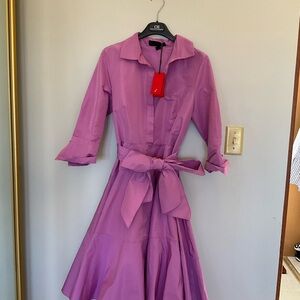 Carolina Herrera Purple A-Line Shirt Dress with Notched Collar